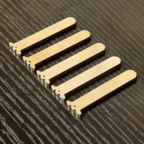 Angled view of 5 blank key blades compatible with YotaMD Honda TITAN Key Kits
