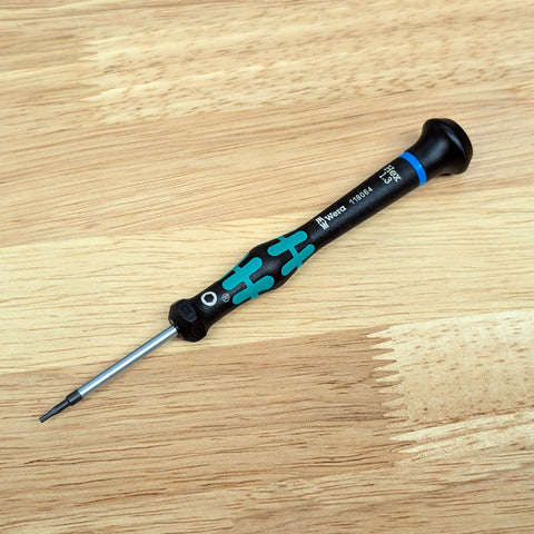 Wera Kraftform Micro 1.3mm screwdriver shown at an angle