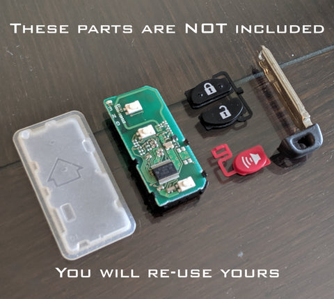 Electronic parts, buttons, and key blade do NOT come with the kit and will be reused from your existing key