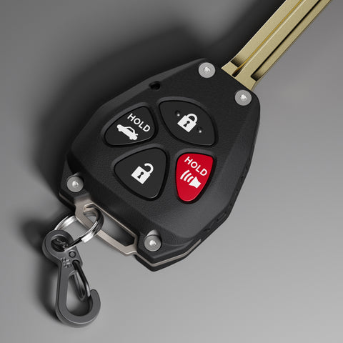 Angled View of Toyota Toyota 4 button key fob shell replacement kit for Corolla, Camry, Avalon