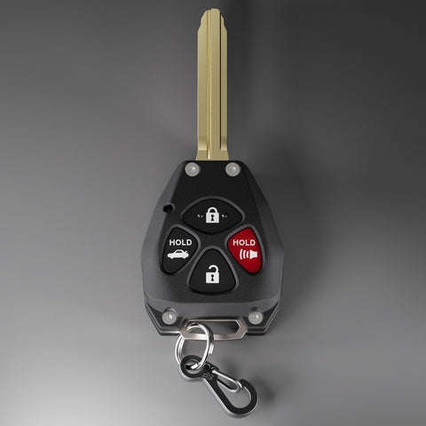 Front view of Toyota 4 button key fob shell replacement kit for Corolla, Camry, Avalon